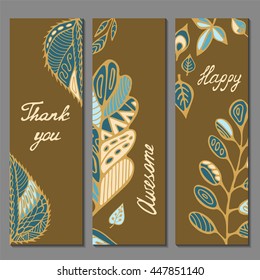 stock vector template for brochure, card, cover, book, invitation with doodle leaf.