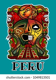 stock vector totem peru aborigine mask