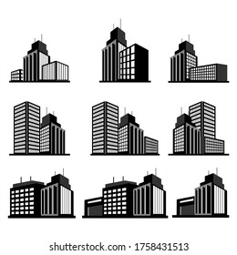 stock vector town and building icon set