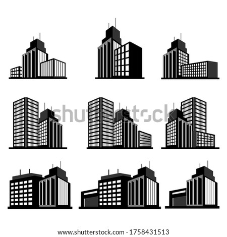 stock vector town and building icon set