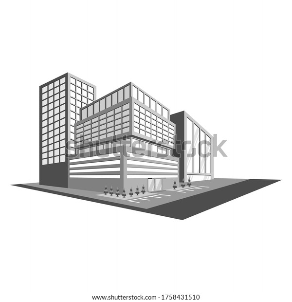 stock vector town and\
building icon set