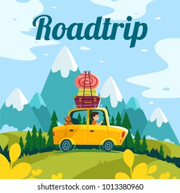 stock vector travelling composition with the car summer concept