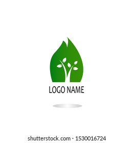 stock vector of tree and leaves logo design in green colour with eco friendly concept isolated on white background
