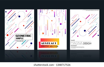 stock vector trendy design geometric banners set colorful geometric shapes composition abstract