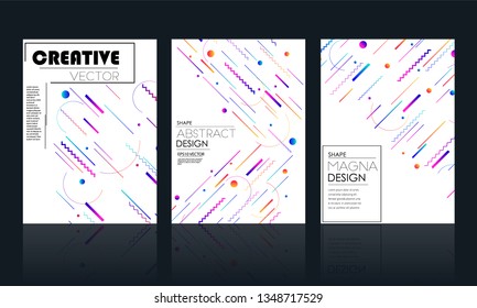 stock vector trendy design geometric banners set colorful geometric shapes composition abstract