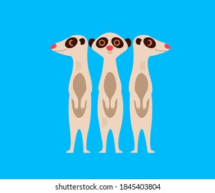 a stock vector trio meerkat cartoon character