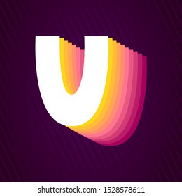 stock vector U retro bold alphabet retro typeface letter, abstract logo icon design template for business corporate. minimalistic concept logo design.
