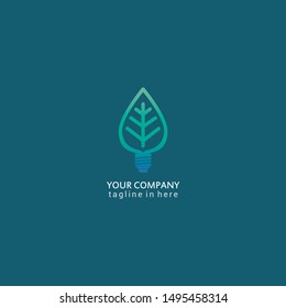 Stock Vector Unique Organic Green Bulb Lamp Creative Idea for Nature Concept Logo Company In The Future Technology 