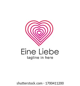 Vektorillustration Einzigartiges Design für Rosa Love Heart Logo