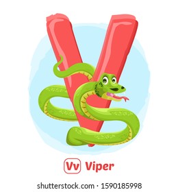 stock vector of V for viper. alphabet animal for education