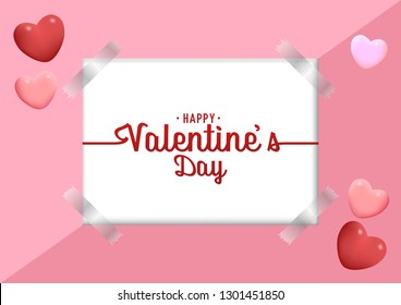 stock vector valentine's day with heart shaped balloons and masking tape wallpaper, flyers, invitation, posters, brochure, banners sale template design