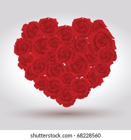 Stock vector valentines day heart with red roses