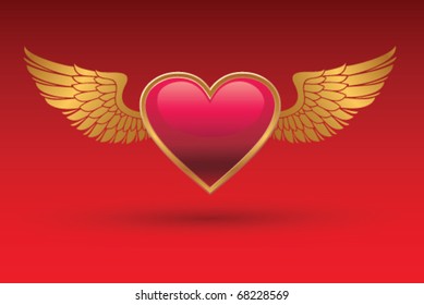 Stock vector valentines day heart with wings