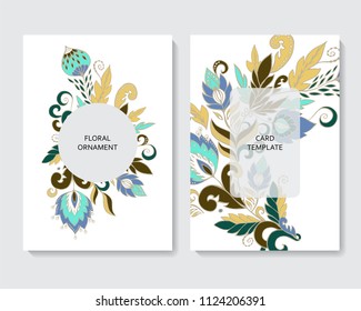 stock vector vertical botanic card template. design with flowers and leaves.