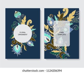 stock vector vertical botanic card template. design with flowers and leaves.