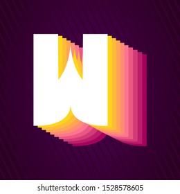 stock vector W retro bold alphabet retro typeface letter, abstract logo icon design template for business corporate. minimalistic concept logo design.