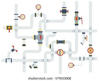 Stock vector ware pipes system concept flat vector illustration.