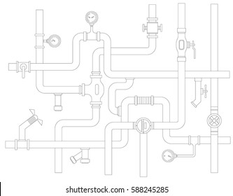 Stock vector ware pipes system concept flat vector illustration.