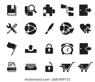 Ícones de escritório e web vetorial em alta resolução para SEO, página da web, blog, aplicativos móveis, documentos, gráficos e impressão.