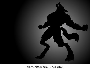 Stock vector of a werewolf howling in the dark night