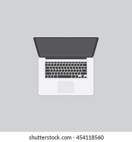 Stock Vector White Laptop Top View