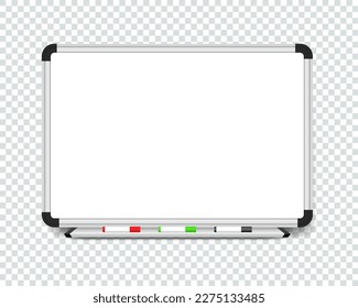 Whiteboard and equipment in white wall background for copy space