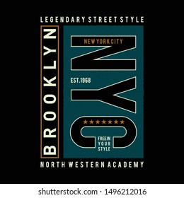 stock vector-vector illustration on the theme of new york city brooklyn typography t-shirt graphics poster