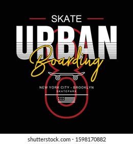 stock vector-vector illustration on the theme of urban skateboarding in new york city-brooklyn