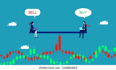 volatilidad de las acciones. Los inversores comercian con acciones. vector de concepto financiero e inversión