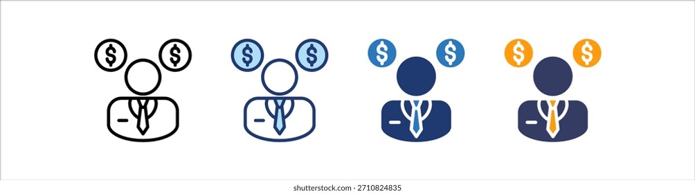 Stockbroker Icon Set Multiple Style Collection