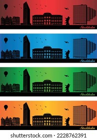 Stockholm city in a four different colors - illustration