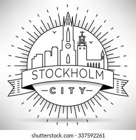 Stockholm City Line Silhouette Typographic Design