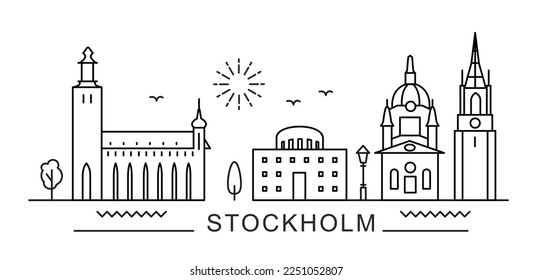 Stockholm City Line View. Poster print minimal design.