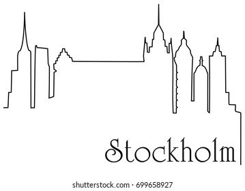 Stockholm  city one line drawing background