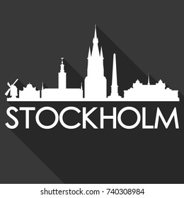 Stockholm Flat Icon Skyline Silhouette Design City Vector Art Famous Buildings