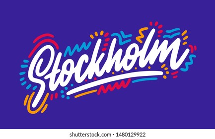 Stockholm Handwritten city name.Modern Calligraphy Hand Lettering for Printing,background ,logo, for posters, invitations, cards, etc. Typography vector.