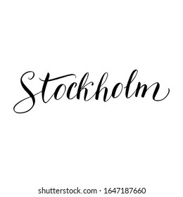 Stockholm lettering typography text. Travel agency banner. Souvenir, postcard, t-shirt print design. Vector eps 10.