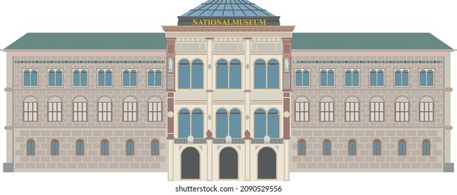 Stockholm national museum building vector drawing