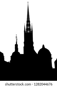 Stockholm old architecture on white background