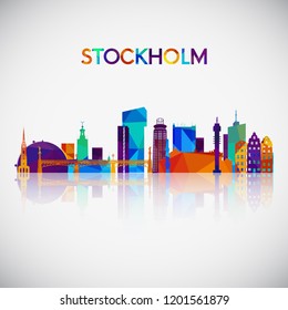 Stockholm skyline silhouette in colorful geometric style. Symbol for your design. Vector illustration.