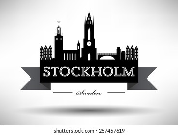 Stockholm Skyline with Typographic Design