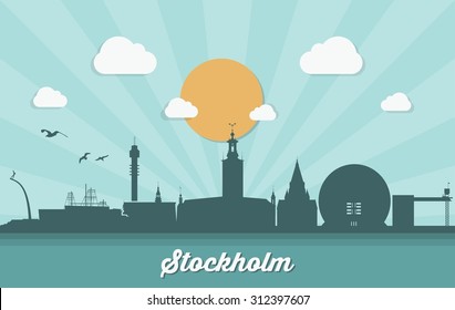 Stockholm skyline - vector illustration
