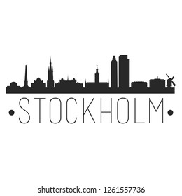 Stockholm Sweden. City Skyline. Silhouette City. Design Vector. Famous Monuments.