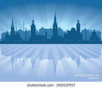 Stockholm Sweden city skyline vector silhouette illustration