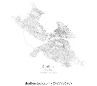 Stockholm Sweden, detailed urban street plan city map,vector image