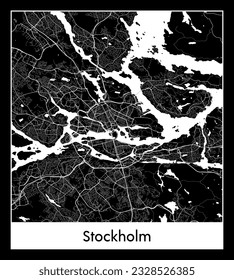 Stockholm Sweden Europe Stadtplan Schwarz-Weiß-Vektorgrafik