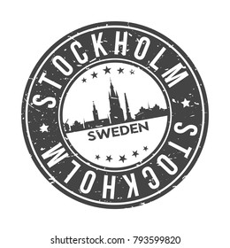 Stockholm Sweden Europe Stamp Logo Icon Symbol Design Skyline City