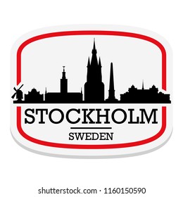 Stockholm Sweden Label Stamp Icon Skyline City Design Tourism.