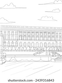 Stockholm, Sweden - Royal Palace of Stockholm line art drawing for kids and adults coloring book