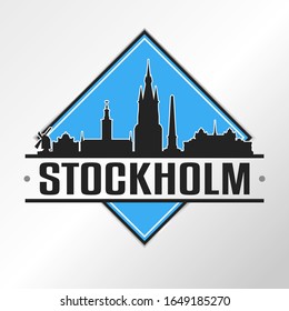 Stockholm Sweden Skyline Logo. Adventure Landscape Design Vector Illustration.